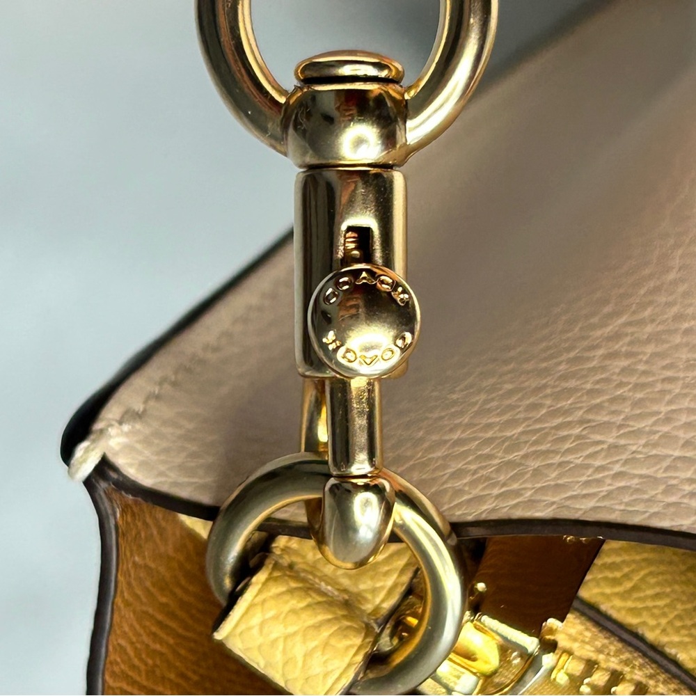Coach Mollie tote bag 25 chalk light saddle pebbled leather c4084 - Picture 7 of 15